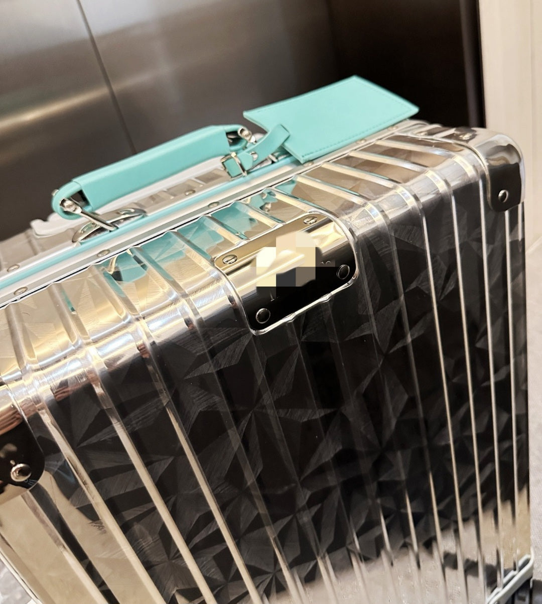 Premium Carry-On Suitcase - "Diamond Reflect" Edition with Turquoise Accents