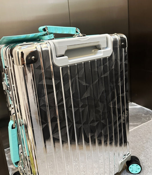 Premium Carry-On Suitcase - "Diamond Reflect" Edition with Turquoise Accents