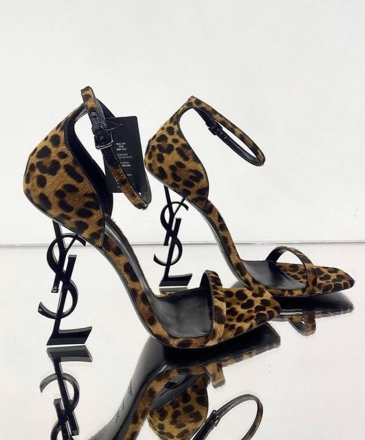 Animal Print High Heels - Unique Black Alphabet Heel