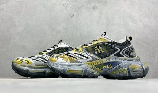 Vintage-Wash Distressed Chunky Sneakers – Urban Metallic & Moss Green