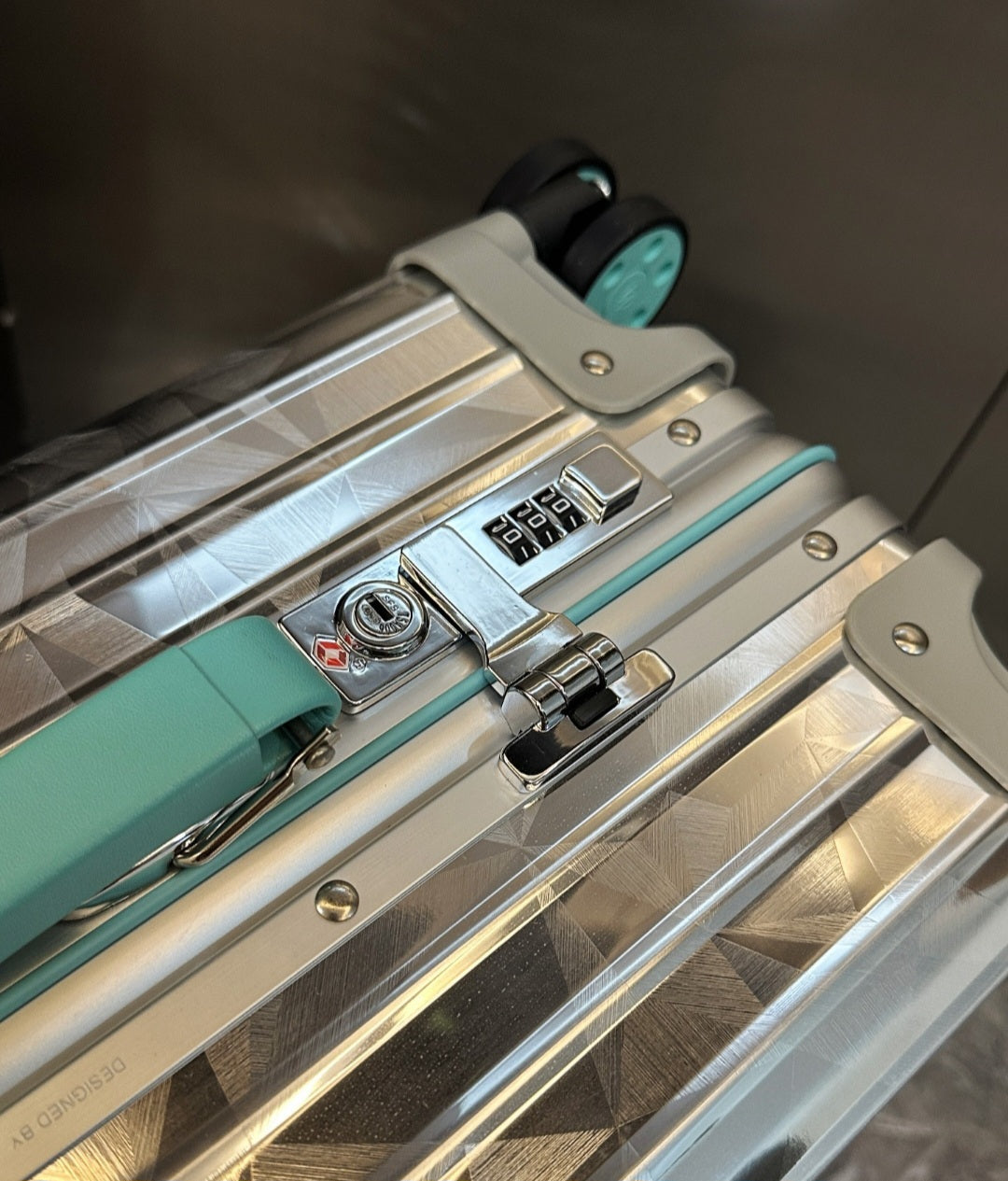 Premium Carry-On Suitcase - "Diamond Reflect" Edition with Turquoise Accents